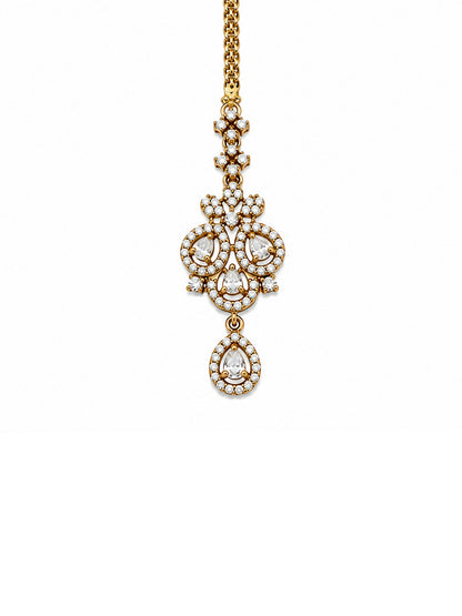 Antique Gold Plated AD Maang Tikka for Women