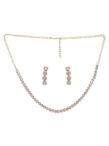 Rose Gold Plated AD Jewellery Set