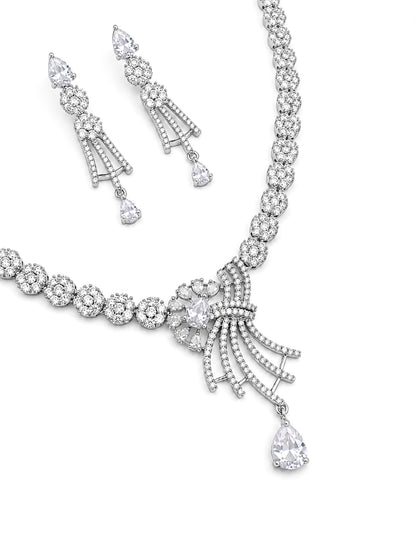Silver Plated AD Jewellery Set for Women