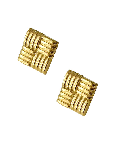 Stainless Steel Anti Tarnish Square Stud Earrings