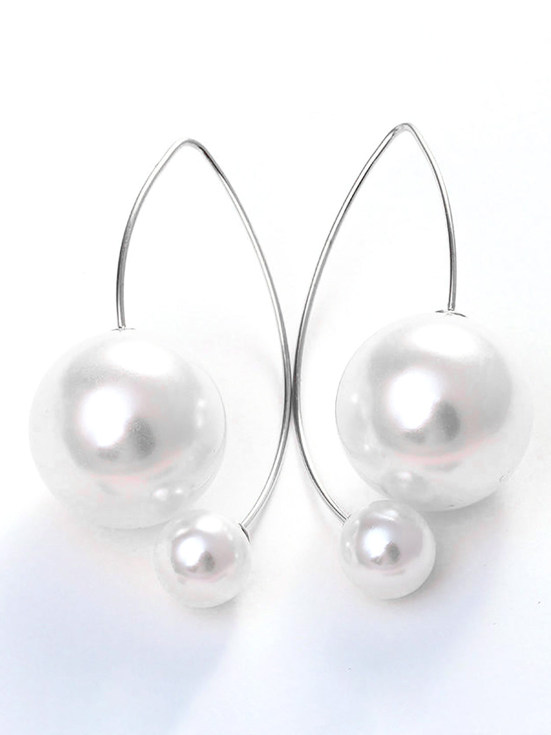 White Beads Drop Earrings