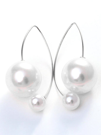 White Beads Drop Earrings