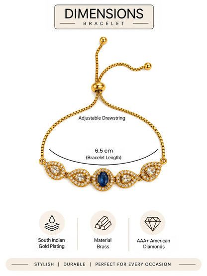 South India Gold Plated Blue AD Bracelet for Women