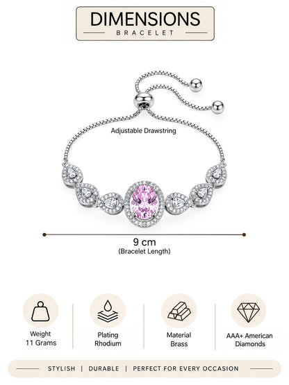 Silver Plated Lavender AD Adjustable Bracelet for Women