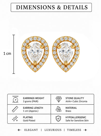 Gold Plated AD Stud Earrings for Women
