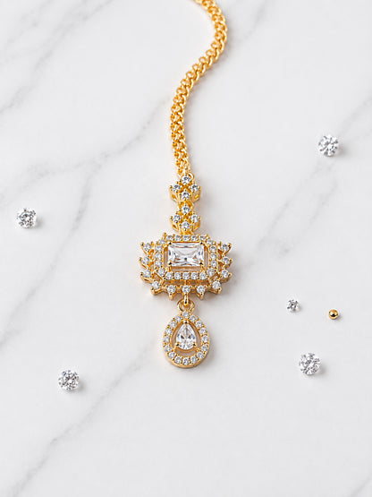 Gold Plated AD Maang Tikka for Women