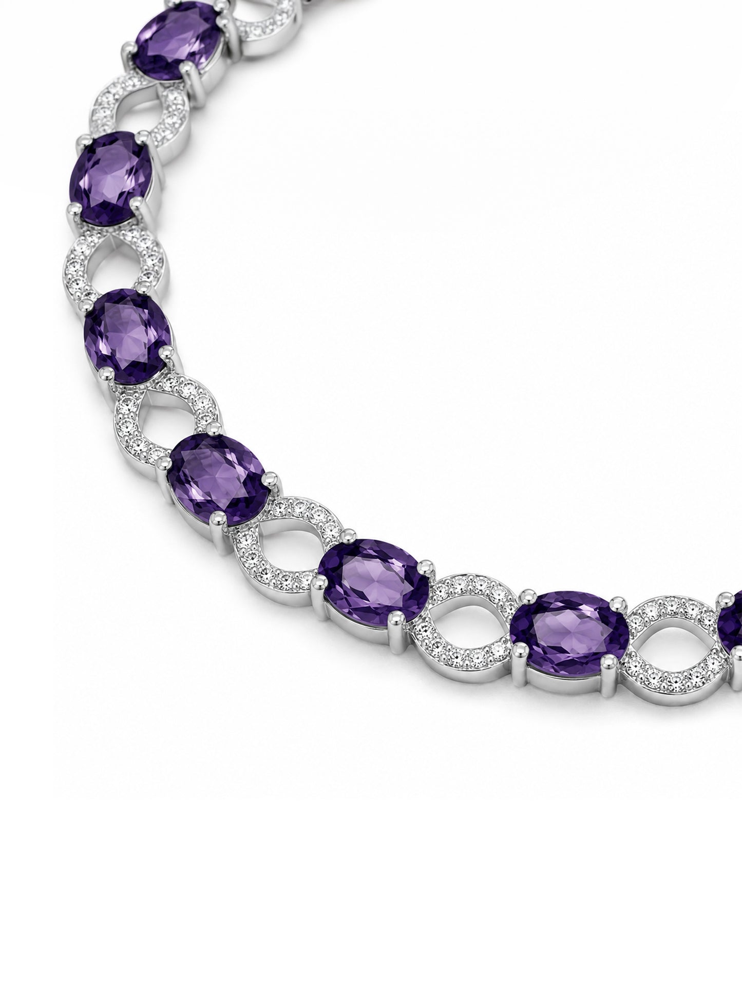 Silver Plated Purple AD Choker Set for Women
