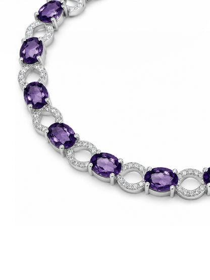 Silver Plated Purple AD Choker Set for Women