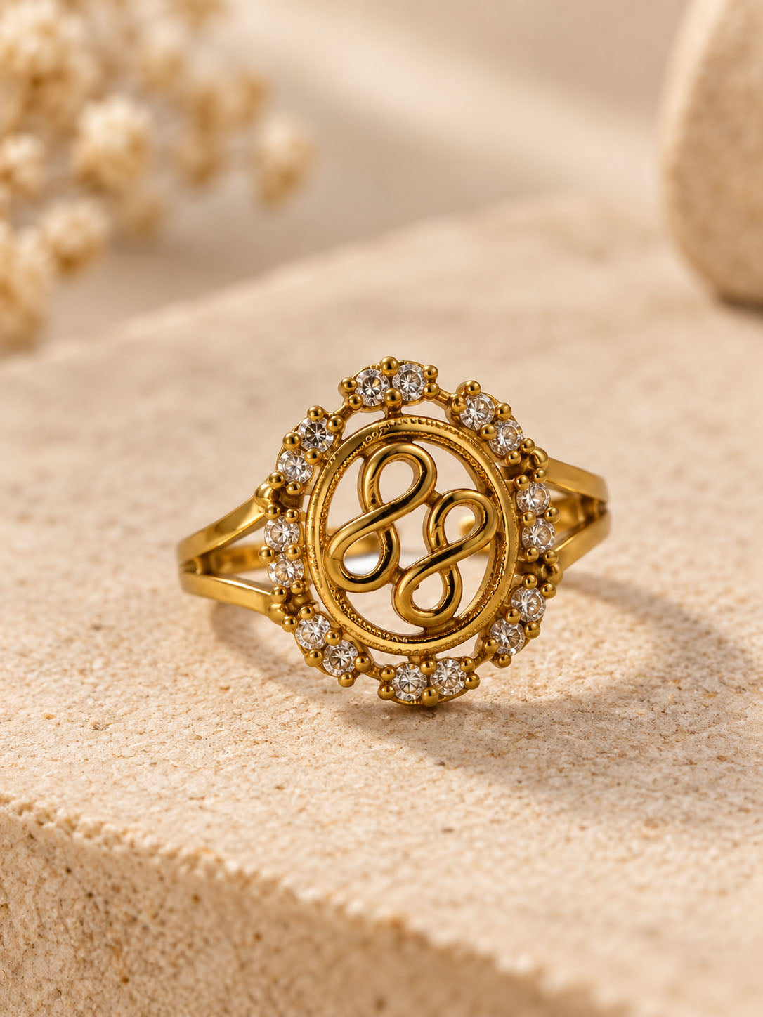 22K Gold Plated AD Finger Ring for Women
