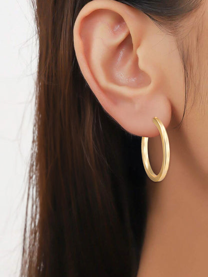 Set of 2 Silver and Gold Plated Hoop Earrings