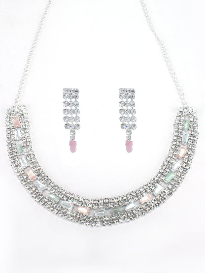 Pink & Green CZ Jewellery Set