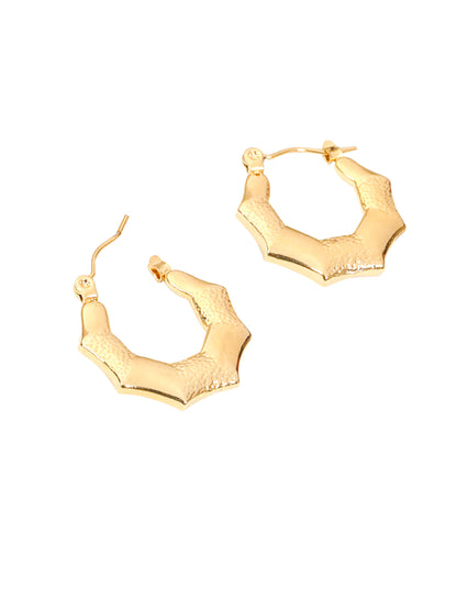 Stainless Steel Anti Tarnish Bamboo Hoop Earrings
