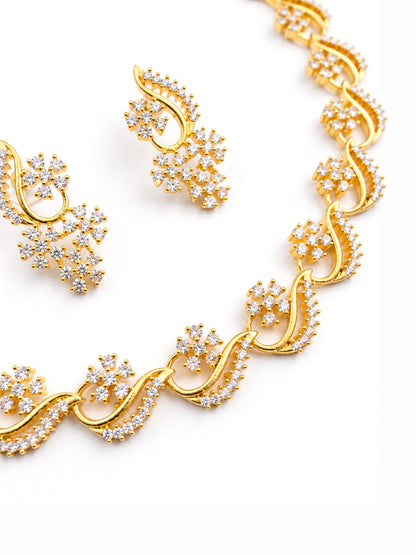 Gold Plated AD Floral Jewellery Set for Women