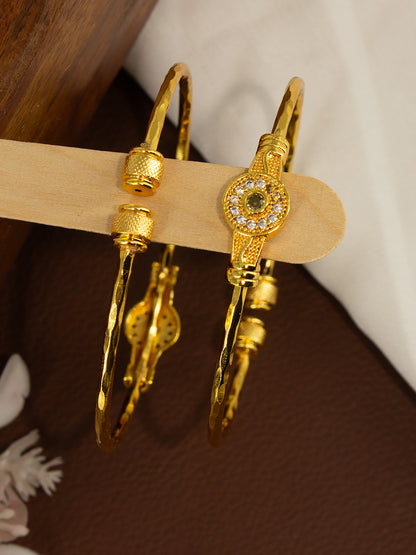 1 Gram Gold-Plated & American Diamond Bangle (Set of 2)