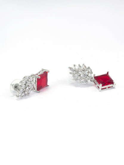 Red American Diamond Drop Earrings