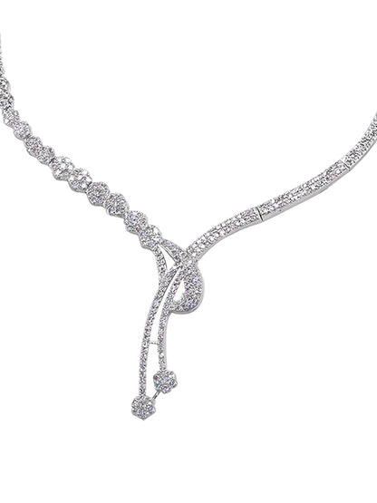 American Diamond Y-Shaped Designer Jewellery Set
