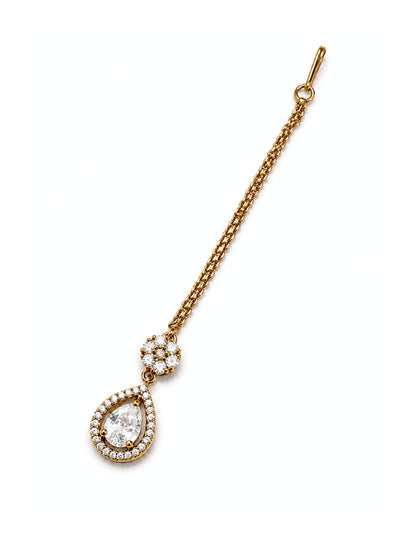 Antique Gold Plated AD Maang Tikka for Women