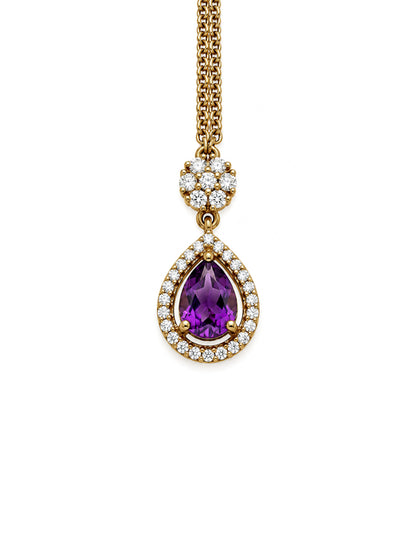 Antique Gold Plated Purple AD Maang Tikka for Women