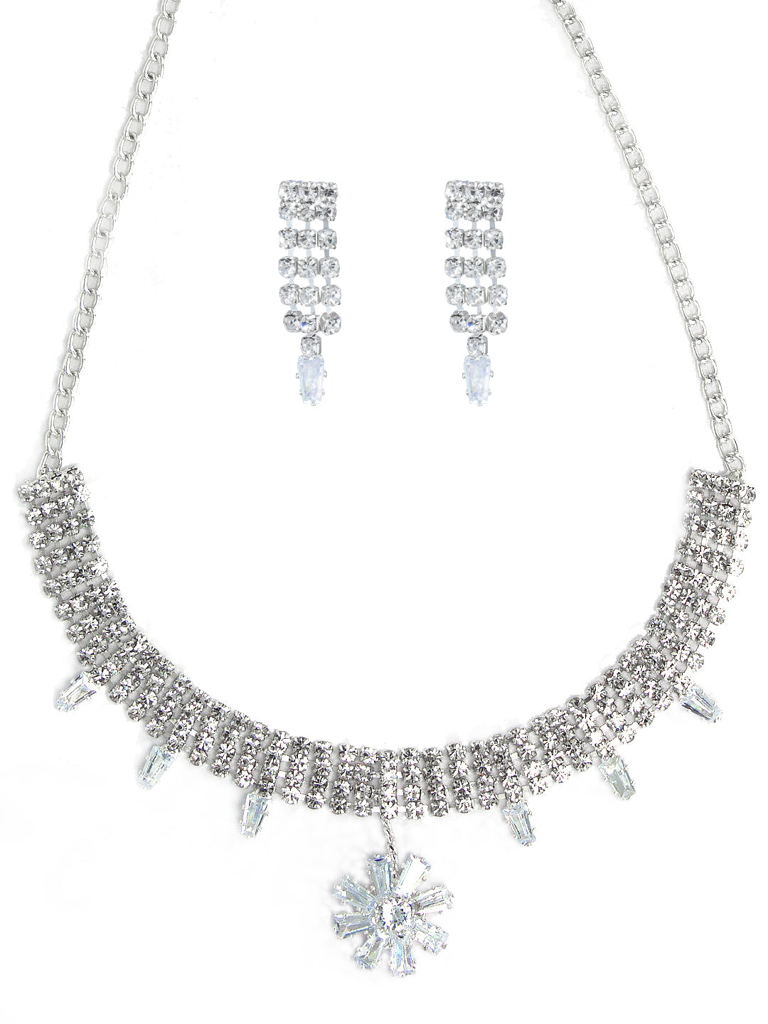 Floral CZ Jewellery Set