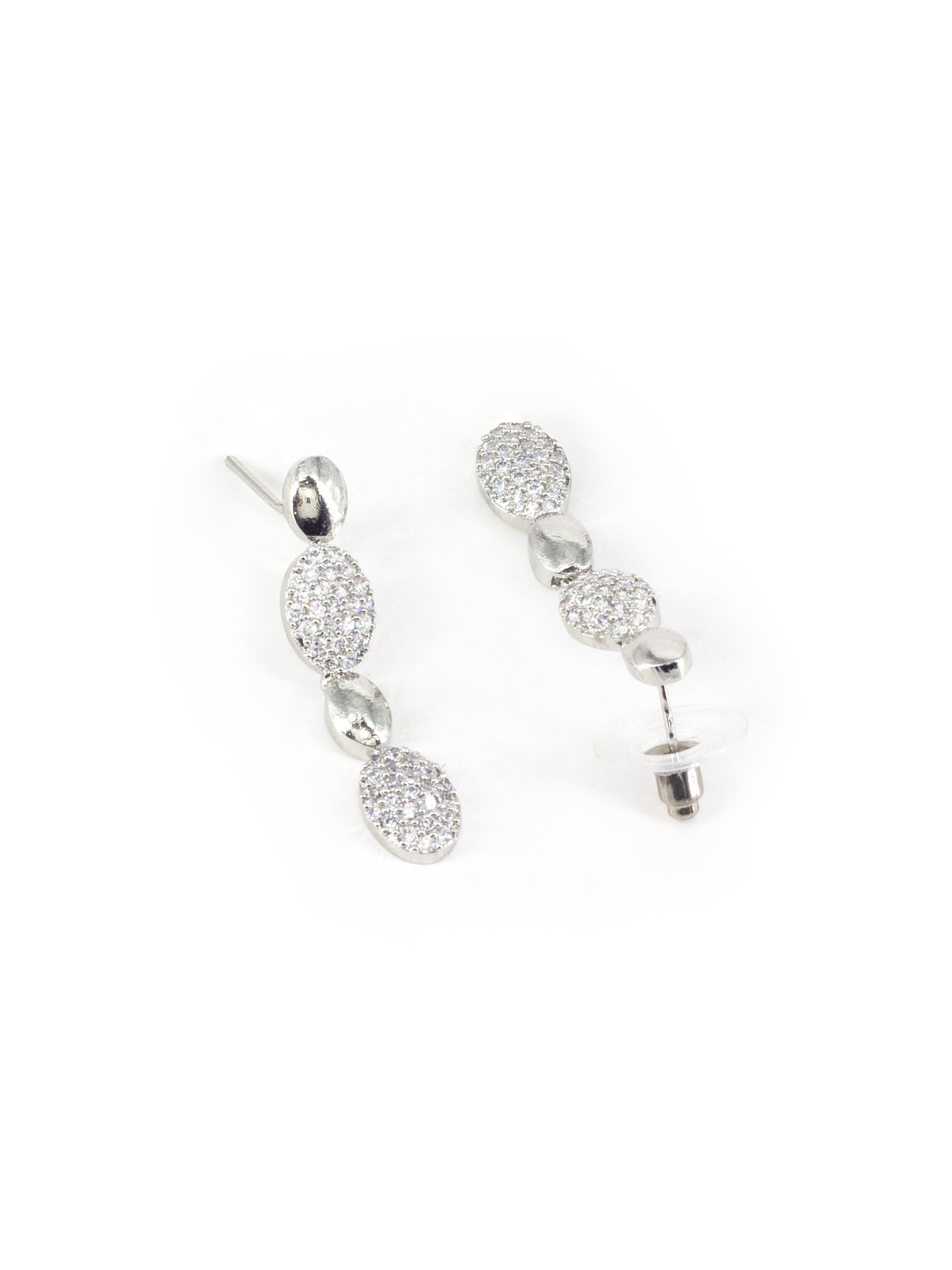 Silver Plated White American Diamond Minimal Choker Set for Women