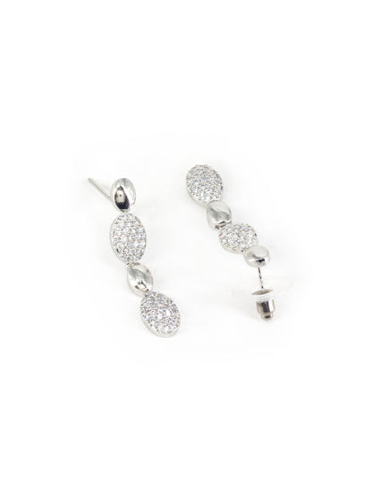 Silver Plated White American Diamond Minimal Choker Set for Women