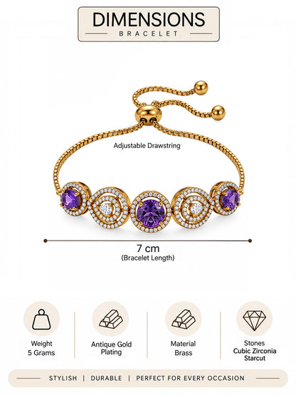 Antique Gold Plated Purple AD Bracelet for Women