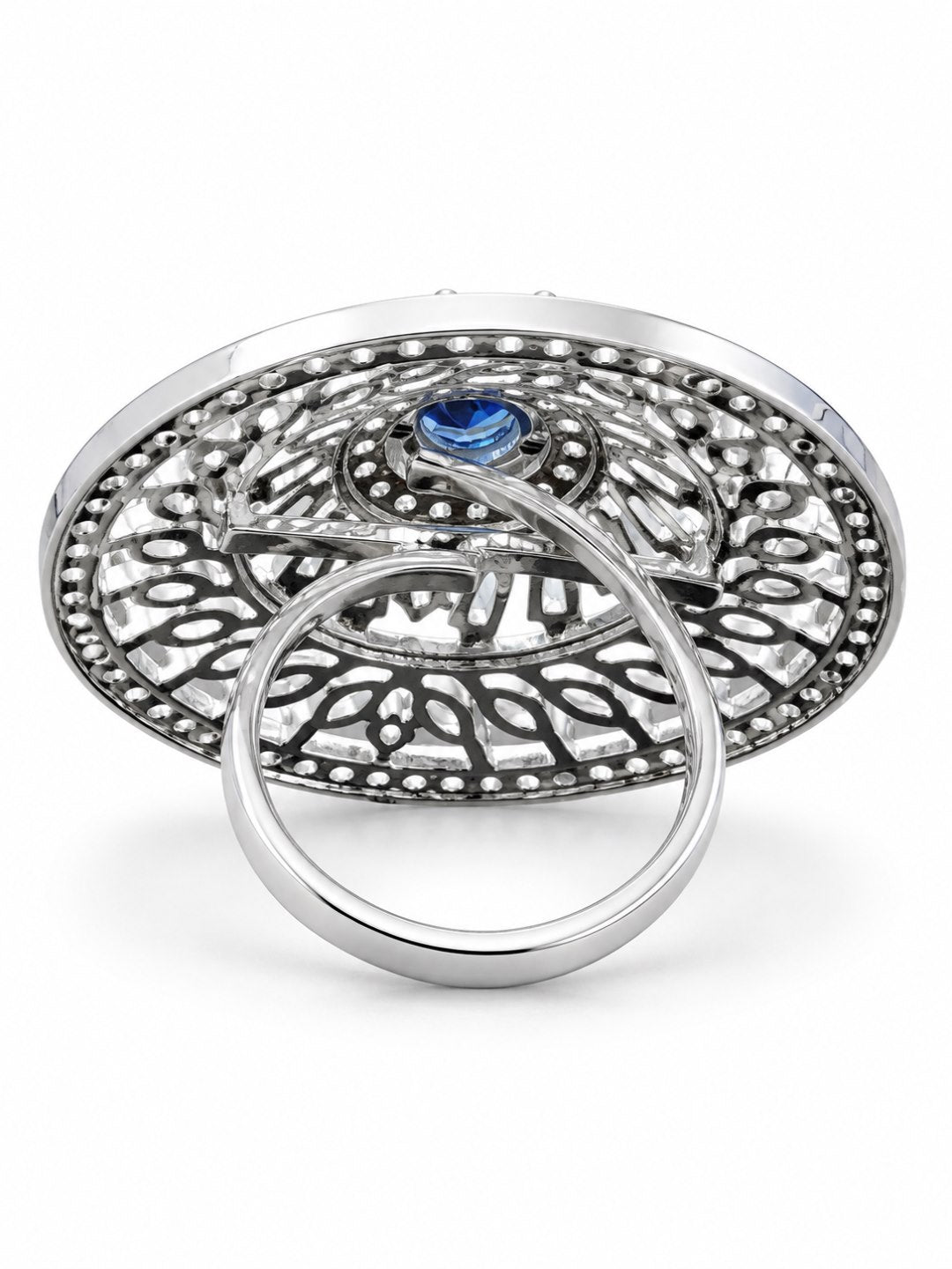 Silver Plated Blue AD Finger Ring for Women