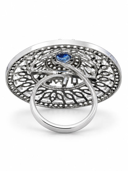 Silver Plated Blue AD Finger Ring for Women