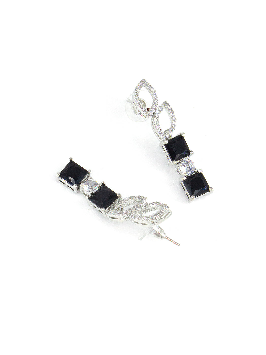 Silver Plated Black Minimal Jewellery Set for Women