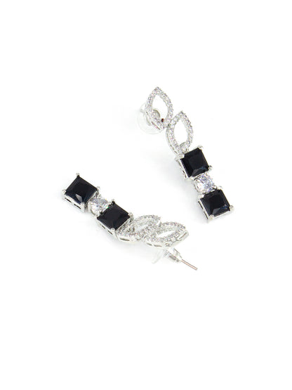 Silver Plated Black Minimal Jewellery Set for Women
