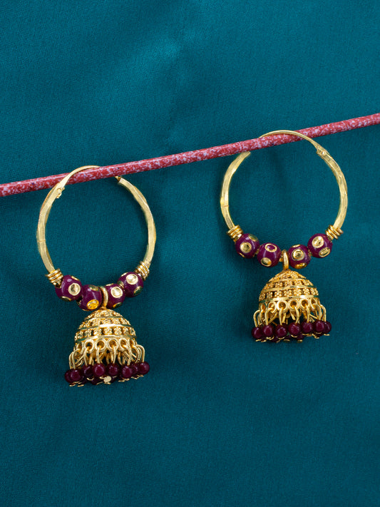 Circular Beaded Hoop Jhumka Earrings
