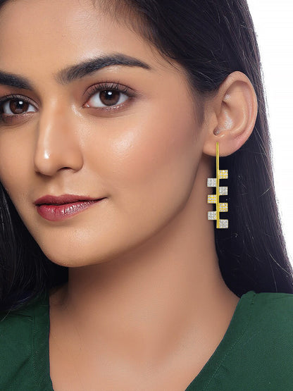 Gold Plated Geometric AD Earrings for Women