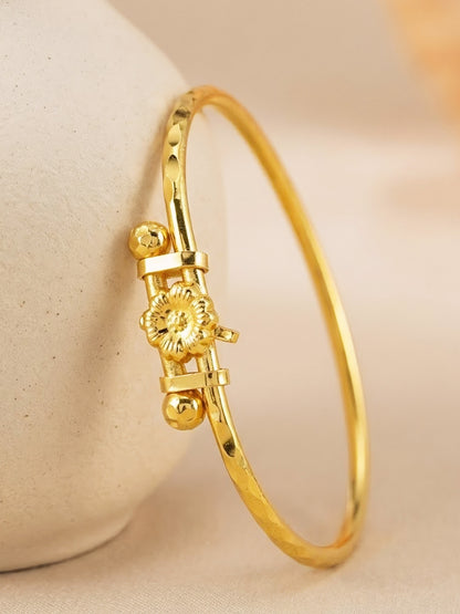 Gold Plated Floral Temple Bangle Bracelet for Women