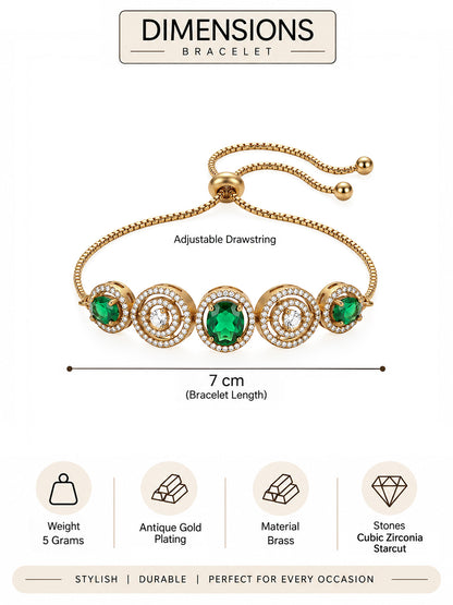 Antique Gold Plated Green AD Bracelet for Women