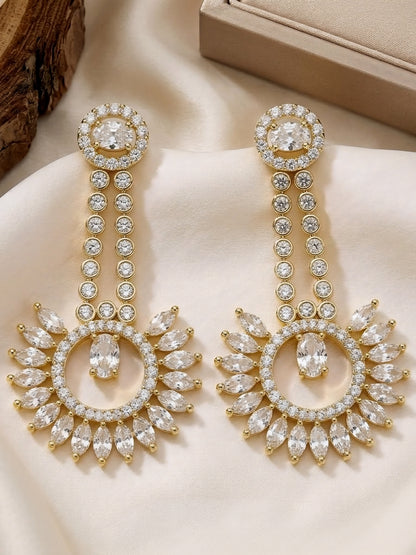 Gold Plated American Diamond Earrings for Women