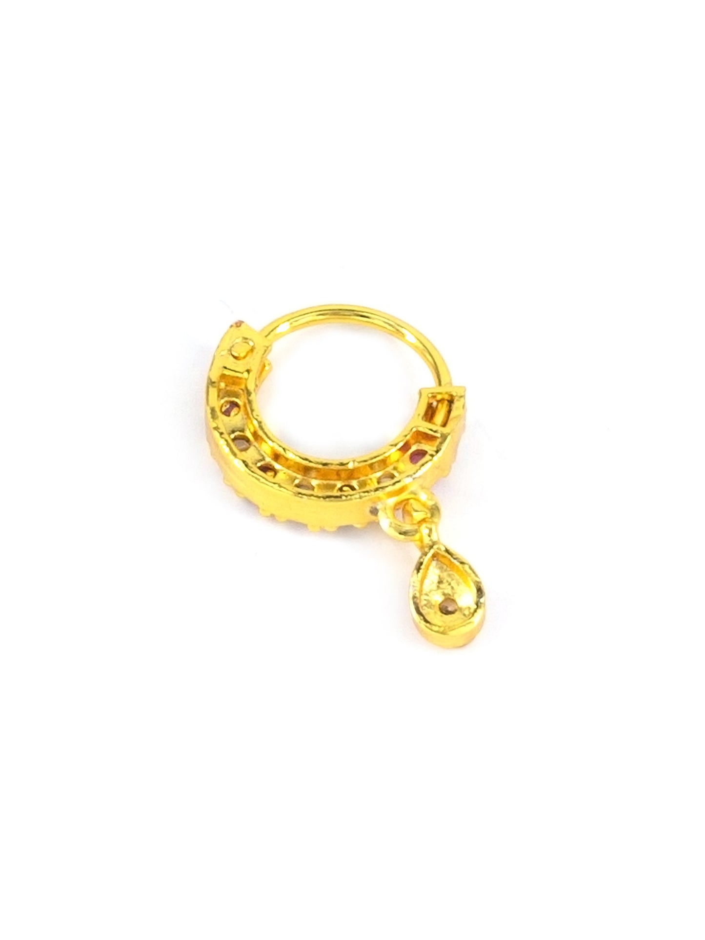 Gold Plated Red AD Small Nose Ring for Women
