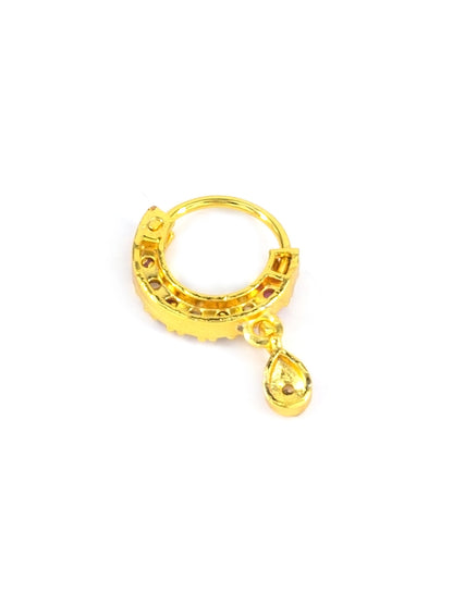 Gold Plated Red AD Small Nose Ring for Women