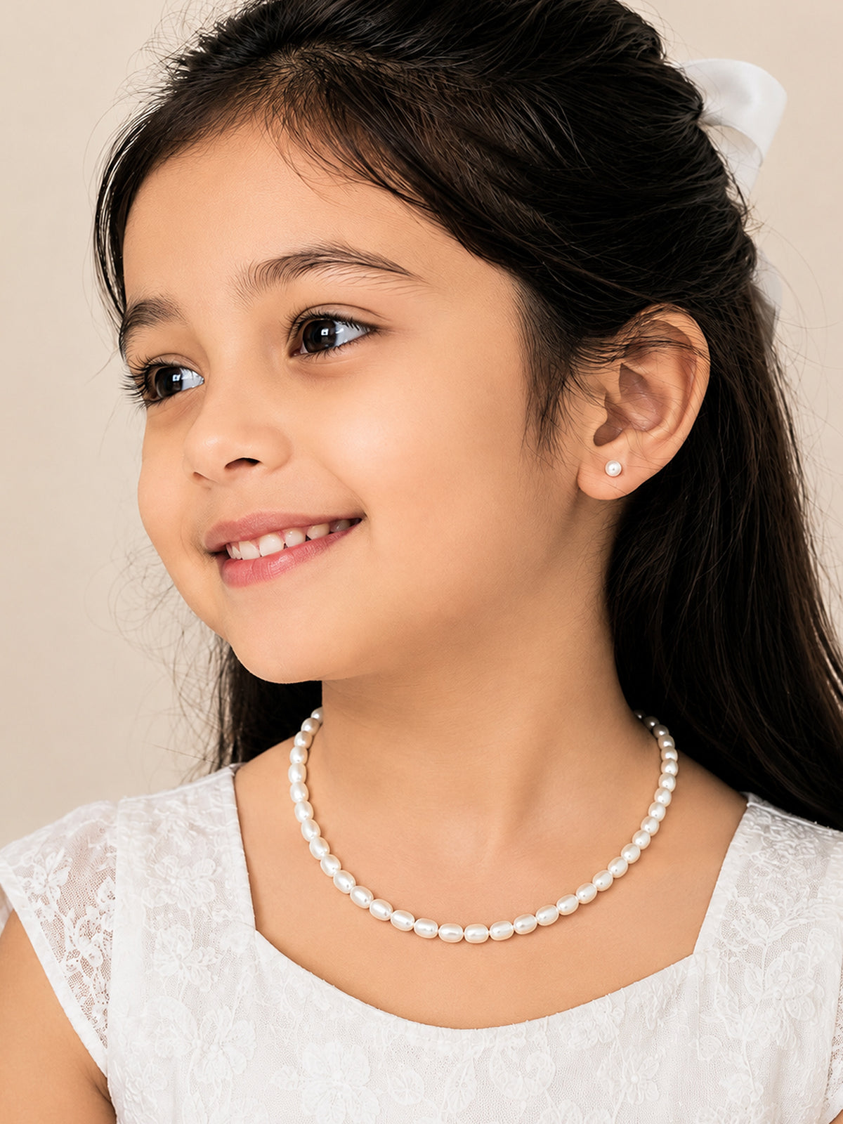 White Pearl Jewellery Set for Girls