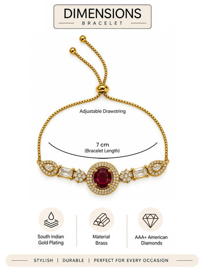 South India Gold Plated Red AD Bracelet for Women