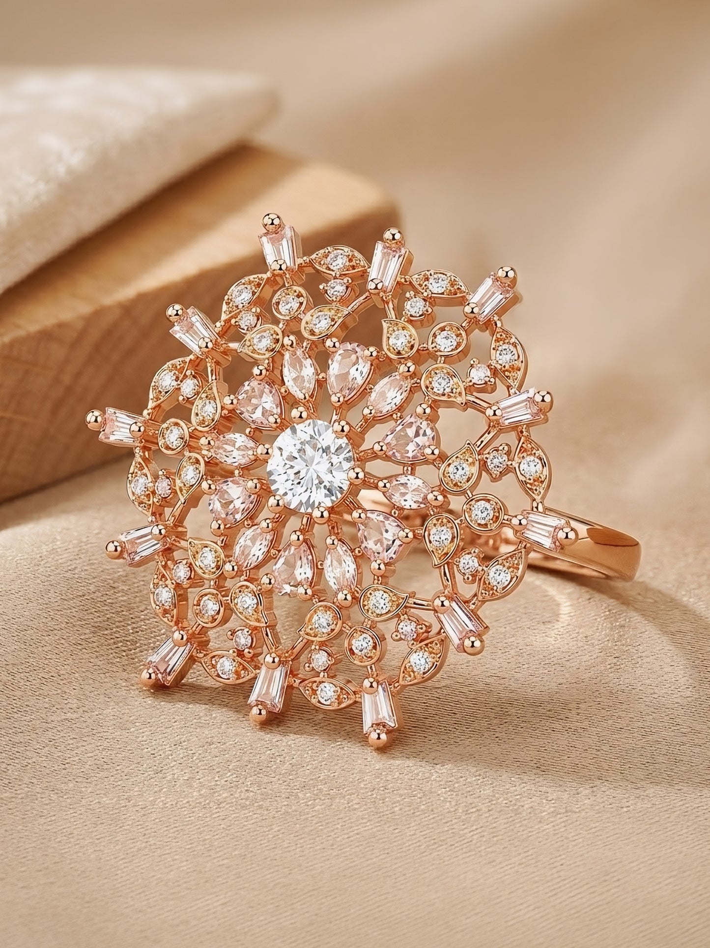 Rose Gold Plated AD Ring for Women