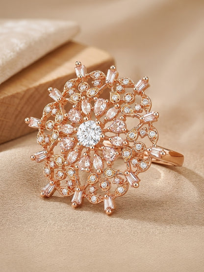 Rose Gold Plated AD Ring for Women