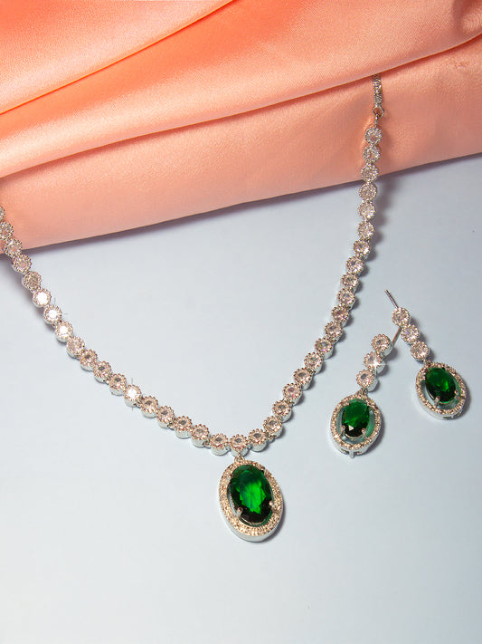 Green Oval AD Trendy Jewellery Set