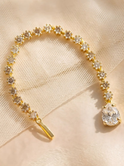 Gold Plated AD Teardrop Maang Tikka for Women