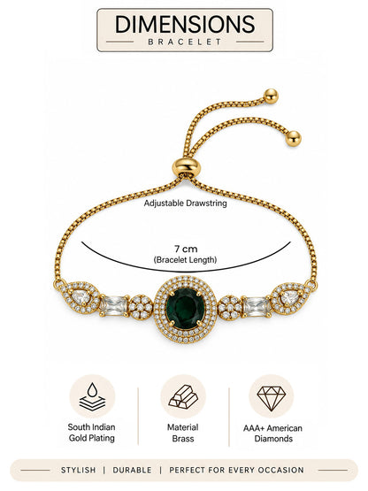 South India Gold Plated Green AD Bracelet for Women
