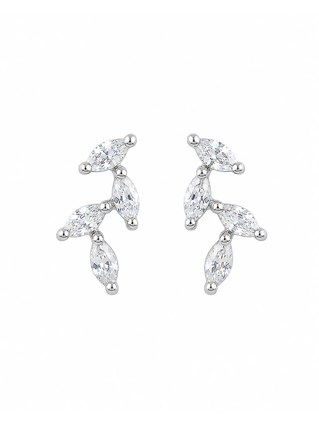 Silver-Plated Leaf American Diamond-Studded Jewellery Set