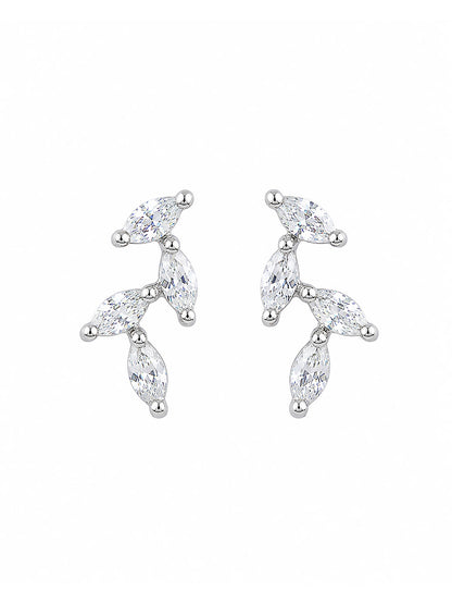 Silver-Plated Leaf American Diamond-Studded Jewellery Set