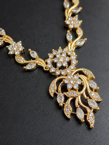 Gold Plated AD Floral Jewellery Set for Women