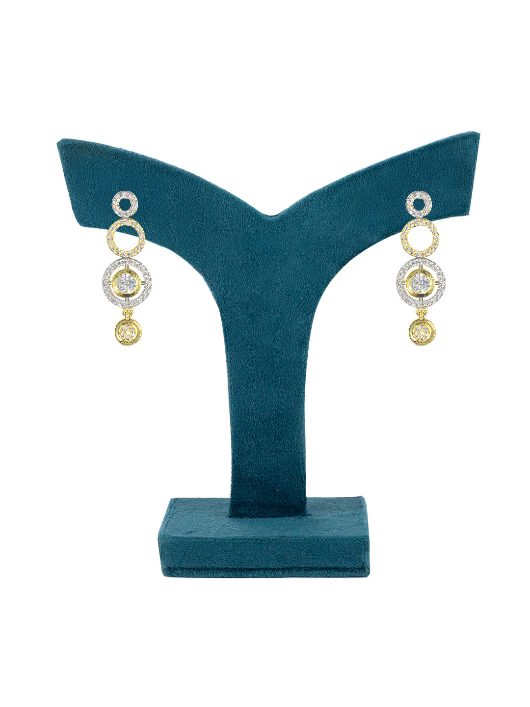 Gold Plated Circular AD Drop Earrings for Women