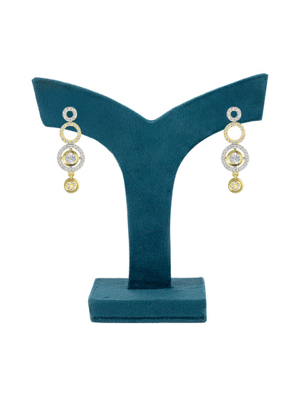 Gold Plated Circular AD Drop Earrings for Women