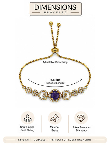 South Indian Gold Plated Purple AD Adjustable Bracelet for Women